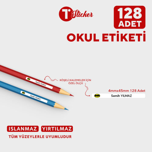 128 Adet Kişiye Özel Kalem Etiketi - Görsel 2