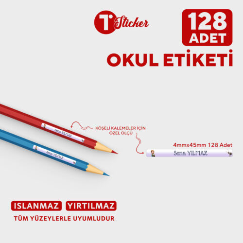 128 Adet Kişiye Özel Kalem Etiketi - Görsel 22