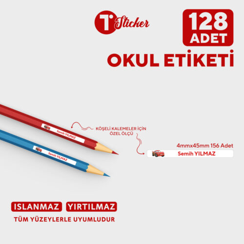 128 Adet Kişiye Özel Kalem Etiketi - Görsel 1