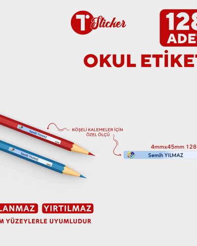 128 Adet Kişiye Özel Kalem Etiketi - Görsel 1