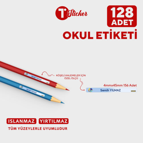 128 Adet Kişiye Özel Kalem Etiketi - Görsel 3
