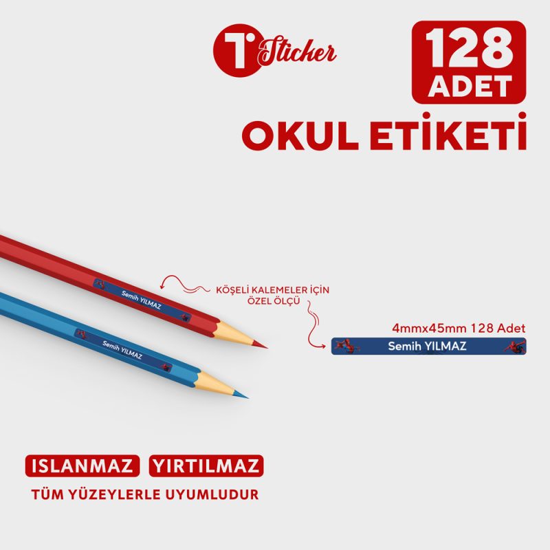 128 Adet Kişiye Özel Kalem Etiketi