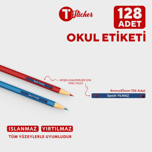 128 Adet Kişiye Özel Kalem Etiketi - Görsel 4