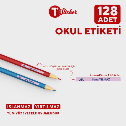 128 Adet Kişiye Özel Kalem Etiketi - Görsel 2