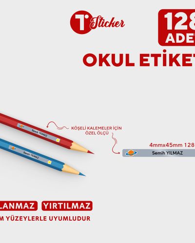 128 Adet Kişiye Özel Kalem Etiketi - Görsel 3