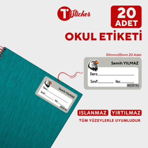 20 Adet Kişiye Özel Defter Etiketi - Görsel 24