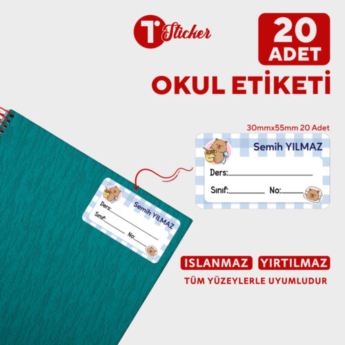 20 Adet Kişiye Özel Defter Etiketi - Görsel 7