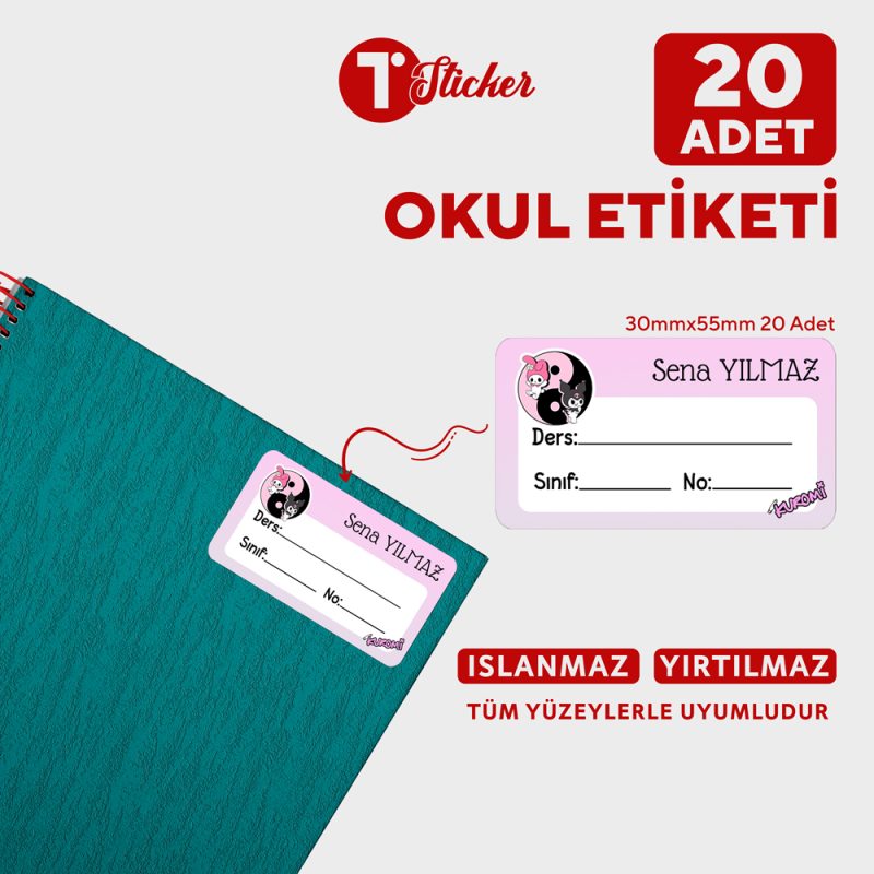 20 Adet Kişiye Özel Defter Etiketi