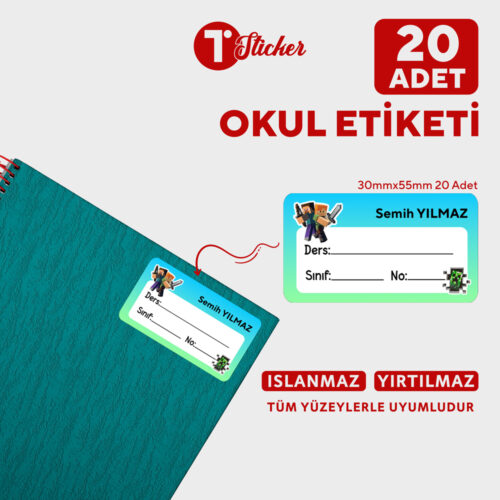 20 Adet Kişiye Özel Defter Etiketi - Görsel 3
