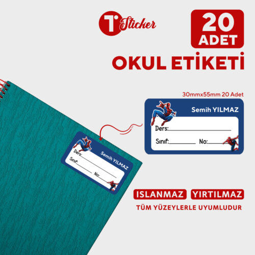 20 Adet Kişiye Özel Defter Etiketi - Görsel 1
