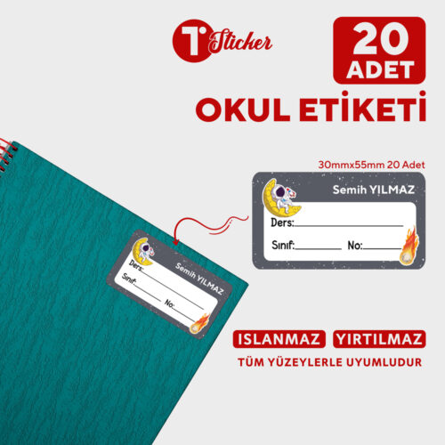 20 Adet Kişiye Özel Defter Etiketi - Görsel 9