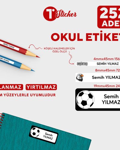 252 Adet Kişiye Özel Okul Etiketi - Görsel 13