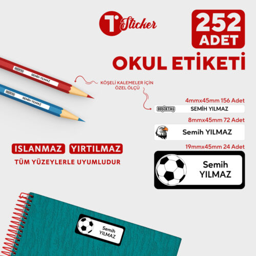 252 Adet Kişiye Özel Okul Etiketi - Görsel 13