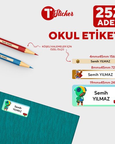 252 Adet Kişiye Özel Okul Etiketi - Görsel 22