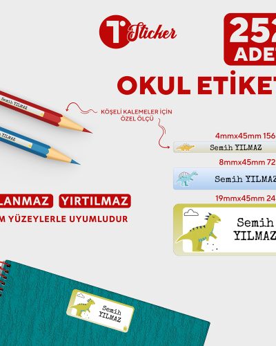 252 Adet Kişiye Özel Okul Etiketi - Görsel 15