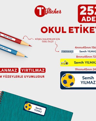 252 Adet Kişiye Özel Okul Etiketi - Görsel 17