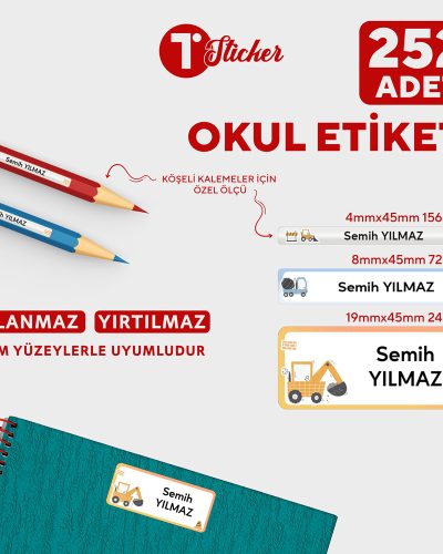 252 Adet Kişiye Özel Okul Etiketi - Görsel 20