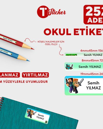 252 Adet Kişiye Özel Okul Etiketi - Görsel 10