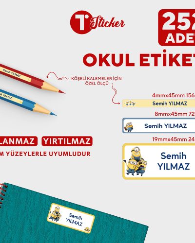 252 Adet Kişiye Özel Okul Etiketi - Görsel 9