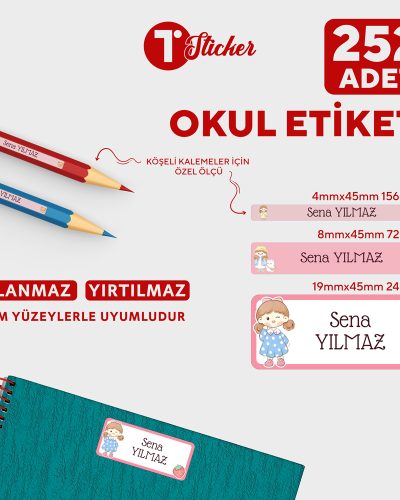 252 Adet Kişiye Özel Okul Etiketi - Görsel 5