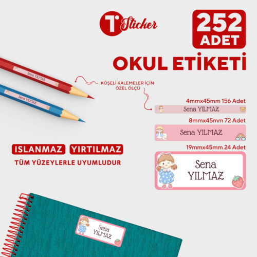 252 Adet Kişiye Özel Okul Etiketi - Görsel 5