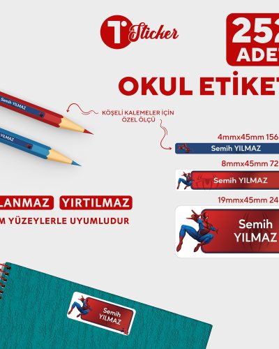 252 Adet Kişiye Özel Okul Etiketi - Görsel 3