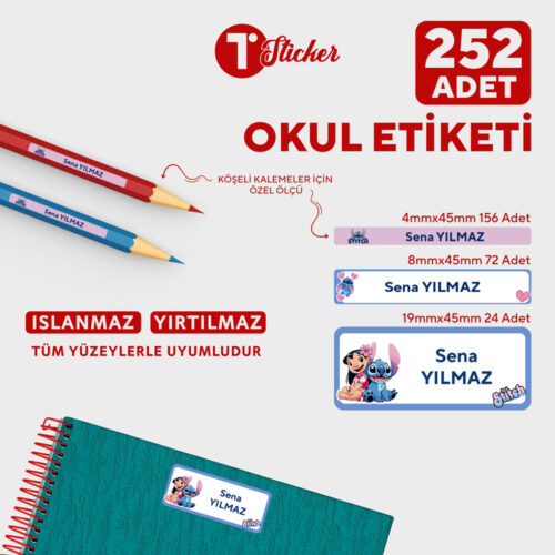 252 Adet Kişiye Özel Okul Etiketi - Görsel 2