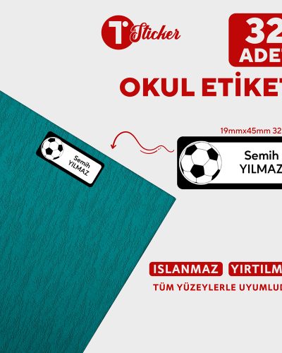 32 Adet Kişiye Özel Büyük Boy Okul Etiketi - Görsel 15
