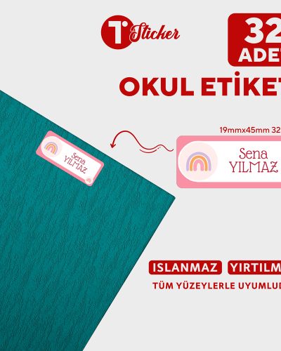 32 Adet Kişiye Özel Büyük Boy Okul Etiketi - Görsel 16