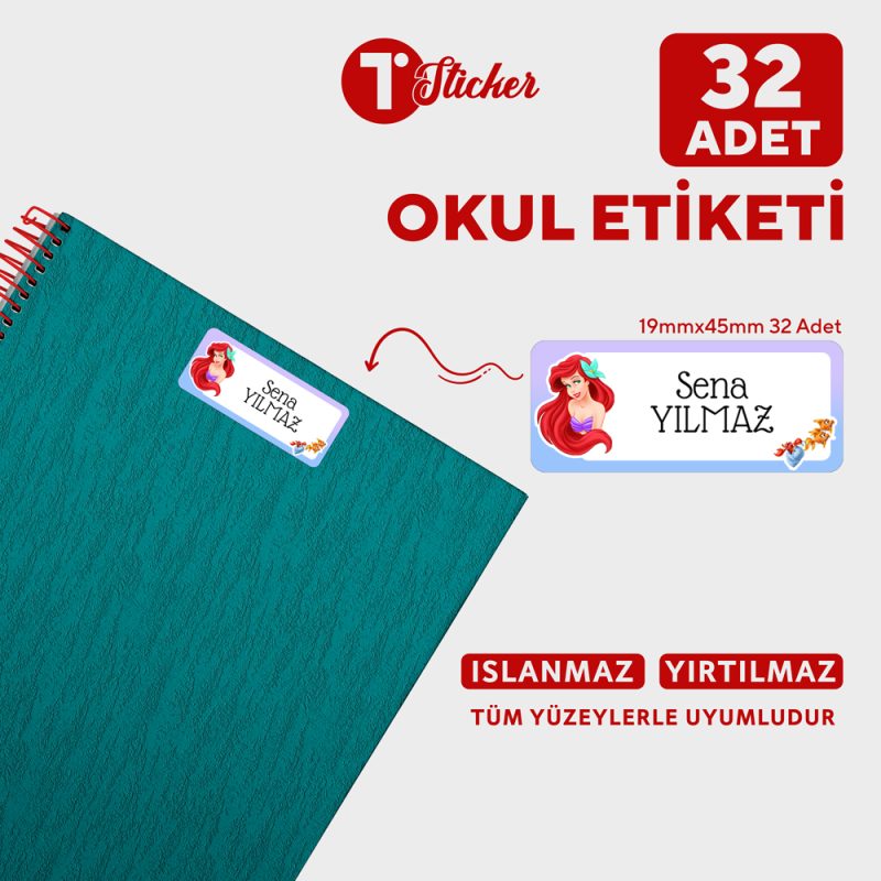 32 Adet Kişiye Özel Büyük Boy Okul Etiketi