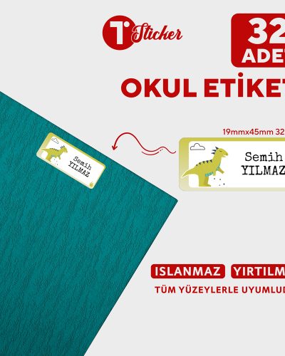 32 Adet Kişiye Özel Büyük Boy Okul Etiketi - Görsel 20