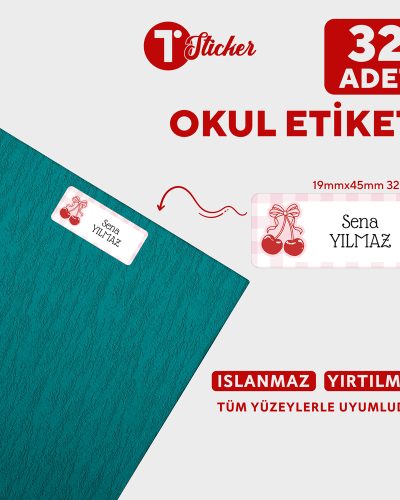 32 Adet Kişiye Özel Büyük Boy Okul Etiketi - Görsel 1