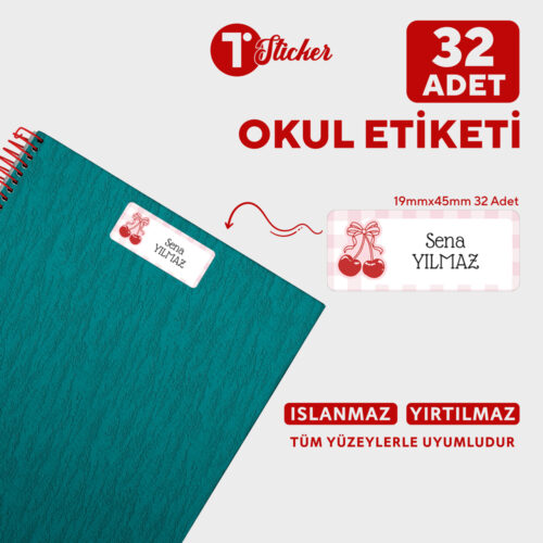 32 Adet Kişiye Özel Büyük Boy Okul Etiketi - Görsel 1