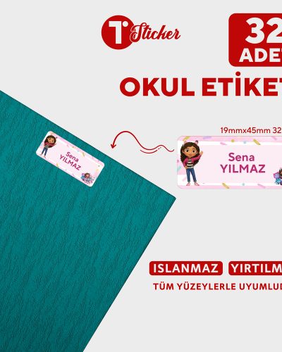32 Adet Kişiye Özel Büyük Boy Okul Etiketi - Görsel 4
