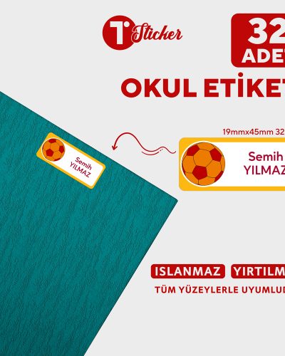 32 Adet Kişiye Özel Büyük Boy Okul Etiketi - Görsel 8