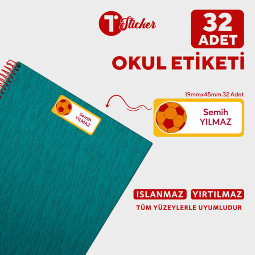 32 Adet Kişiye Özel Büyük Boy Okul Etiketi - Görsel 8