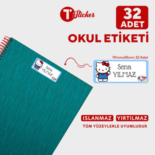 32 Adet Kişiye Özel Büyük Boy Okul Etiketi - Görsel 5