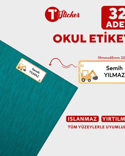 32 Adet Kişiye Özel Büyük Boy Okul Etiketi - Görsel 10