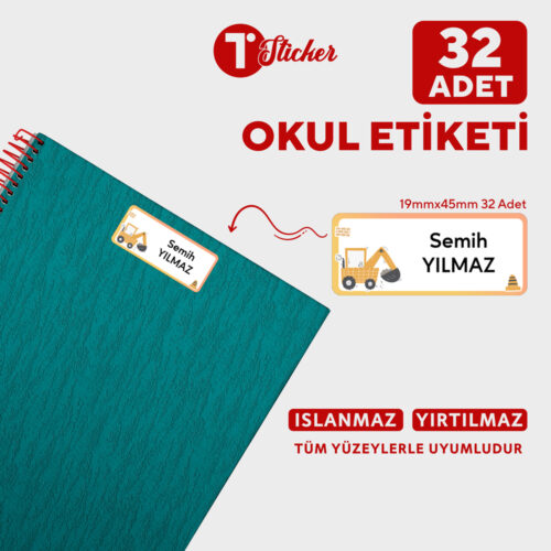 32 Adet Kişiye Özel Büyük Boy Okul Etiketi - Görsel 4
