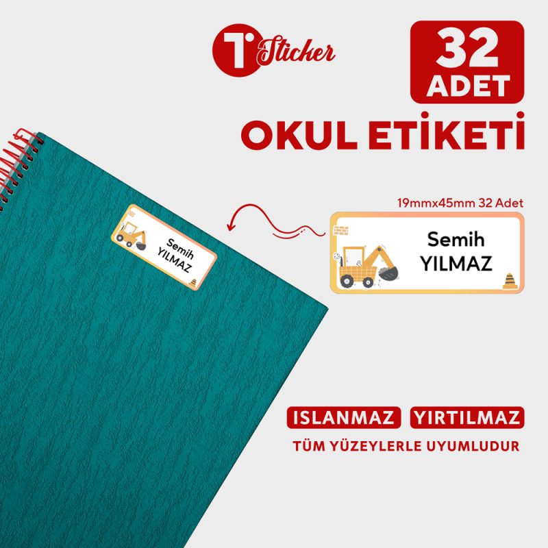 32 Adet Kişiye Özel Büyük Boy Okul Etiketi