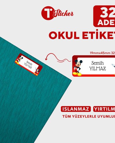 32 Adet Kişiye Özel Büyük Boy Okul Etiketi - Görsel 14