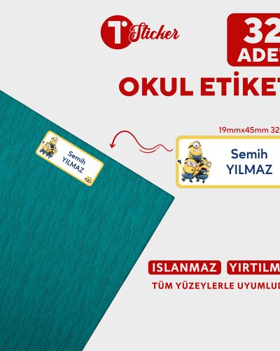 32 Adet Kişiye Özel Büyük Boy Okul Etiketi - Görsel 18