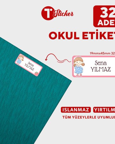 32 Adet Kişiye Özel Büyük Boy Okul Etiketi - Görsel 25