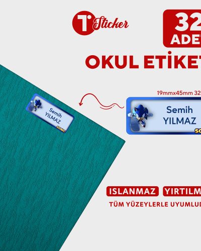 32 Adet Kişiye Özel Büyük Boy Okul Etiketi - Görsel 7