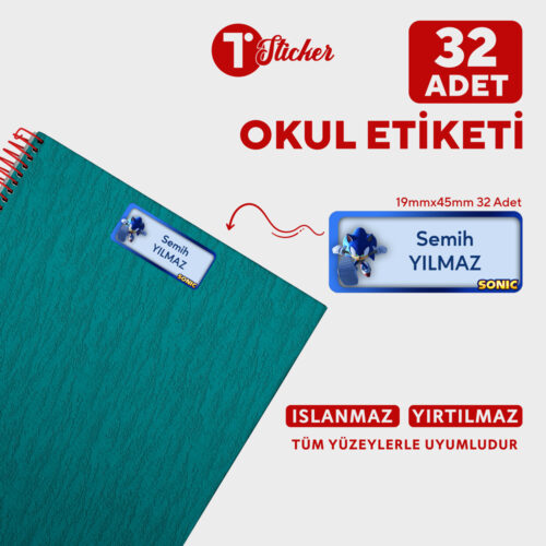 32 Adet Kişiye Özel Büyük Boy Okul Etiketi - Görsel 7