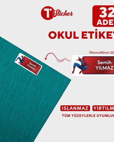 32 Adet Kişiye Özel Büyük Boy Okul Etiketi - Görsel 6