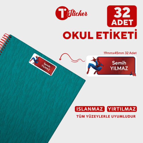 32 Adet Kişiye Özel Büyük Boy Okul Etiketi - Görsel 6