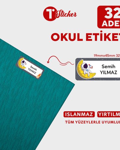 32 Adet Kişiye Özel Büyük Boy Okul Etiketi - Görsel 2