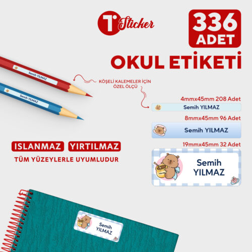 336 Adet Kişiye Özel Okul Etiketi - Görsel 13