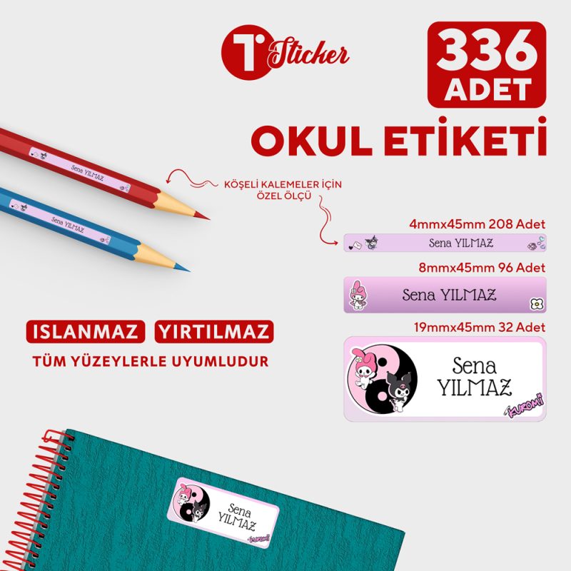 336 Adet Kişiye Özel Okul Etiketi